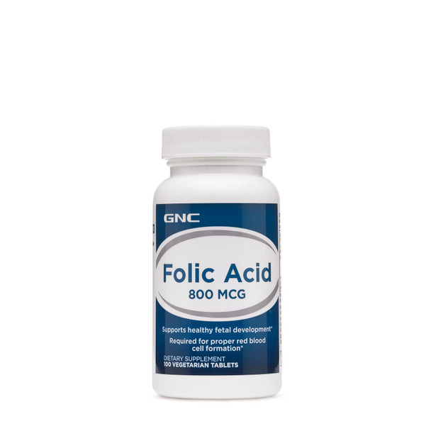 Gnc Folic Acid 800Mcg, 100 Tablets, Supports Healthy Fetal Development