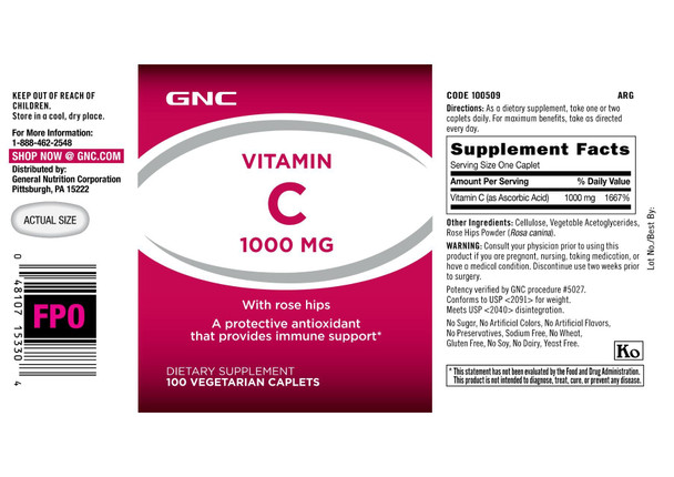 Gnc Vitamin C 1000 Mg 100 Vegetarian Caplets