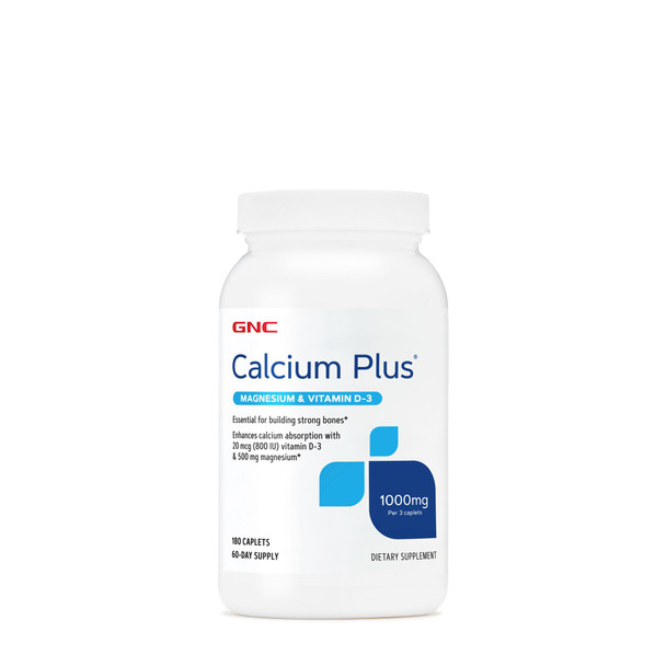 GNC Calcium Plus Magnesium & Vitamin D-3 1000mg Essential for Building Strong Bones 180 Count