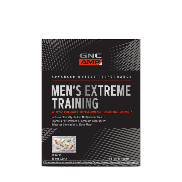 Gnc Amp Men'S Extreme Training Vitapak | Developed For Max Performance And Endurance | 5-Step Daily Supplement System | Targeted Muscle Support | 30 Packs