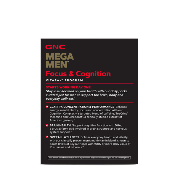 Gnc Mega Men Focus & Cognition Vitapak Program (30 Servings)
