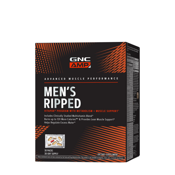 Gnc Amp Men'S Ripped Vitapak Program With Metabolism + Muscle Support - 30 Vitapaks (Packaging May Vary)
