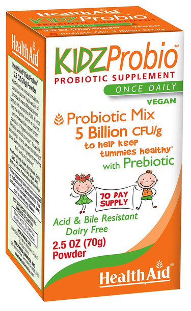 Kidzprobio Powder, 5 Billion With Prebiotic, Acid And Bile Resistant, Once Daily, Dairy Free, Vegan