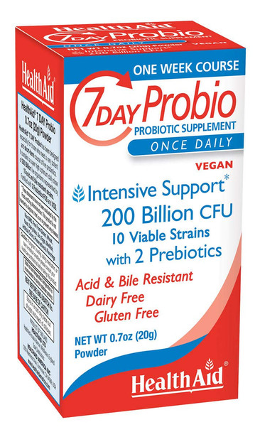 7 Day Probio, 200 Billion Intensive Support With 2 Probiotics, Once Daily, Acid & Bile Resistant, Dairy And Gluten Free, Vegan