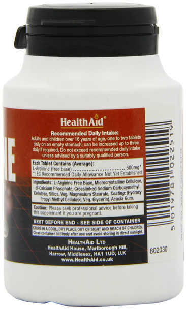 Health Aid L-Arginine 500Mg 60 Tablets