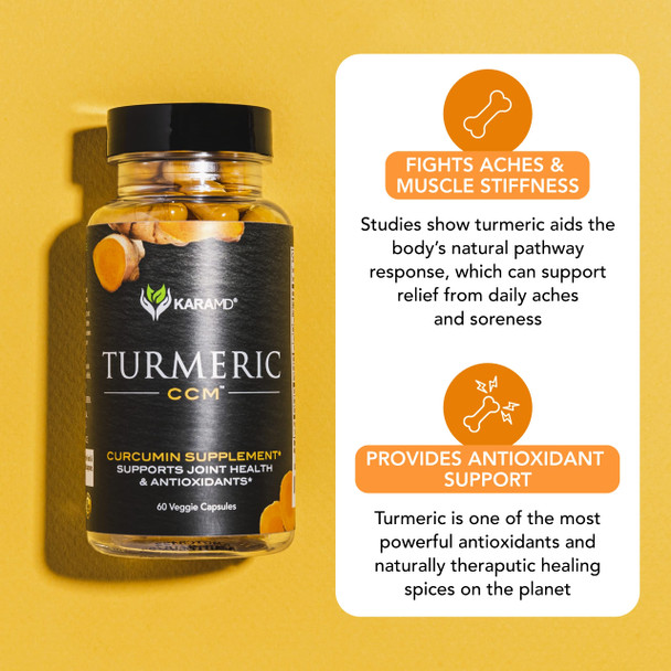 Karamd Turmeric Ccm | Natural Joint Support Supplement | Boswellia & 95% Pure Turmeric Curcuminoids | Help With Joint & Muscle Soreness | Non-Gmo, Gluten Free & Vegan Friendly (30 Servings)