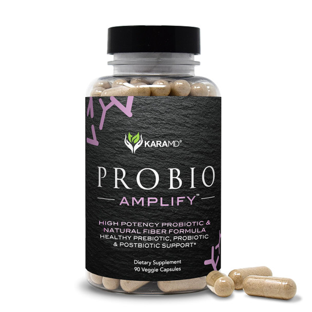 Karamd Probio Amplify - High Potency Cfus, 11 Enzyme Strains & Healthy Natural Fiber - Probiotic Supplement For Digestive Support & Gut Health - Vegetable Capsules - 30 Servings (90 Capsules)