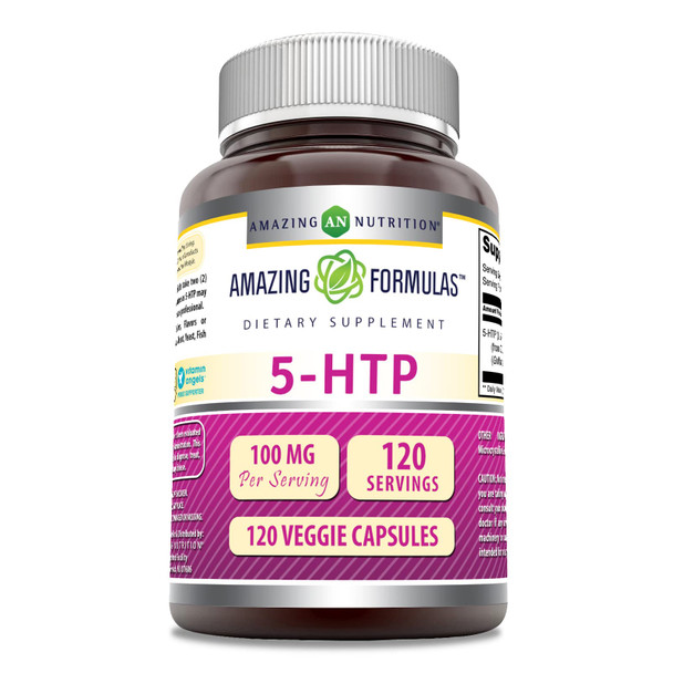 Amazing Formulas 5-Htp Hydroxytryptophan Supplement | 100 Mg Per Serving |120 Veggie Capsules | Non-Gmo | Gluten Free | Made In Usa
