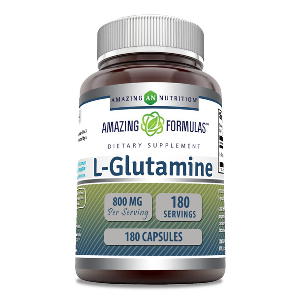 Amazing Formulas L-Glutamine Supplement | 800 Mg |180 Capsules | Non-Gmo | Gluten Free | Made In Usa