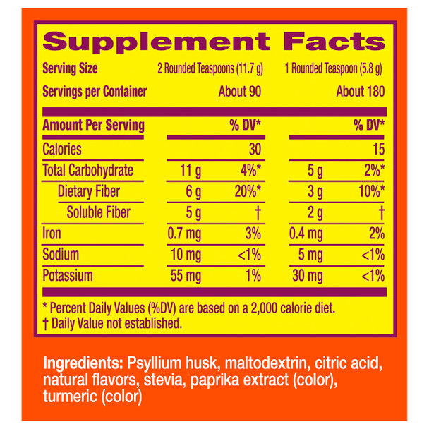 Metamucil Premium Blend, Daily Psyllium Fiber Powder Supplement, 4-In-1 Fiber For Digestive Health, Sugar-Free With Stevia, Plant Based Fiber, Orange Flavored, 180 Servings