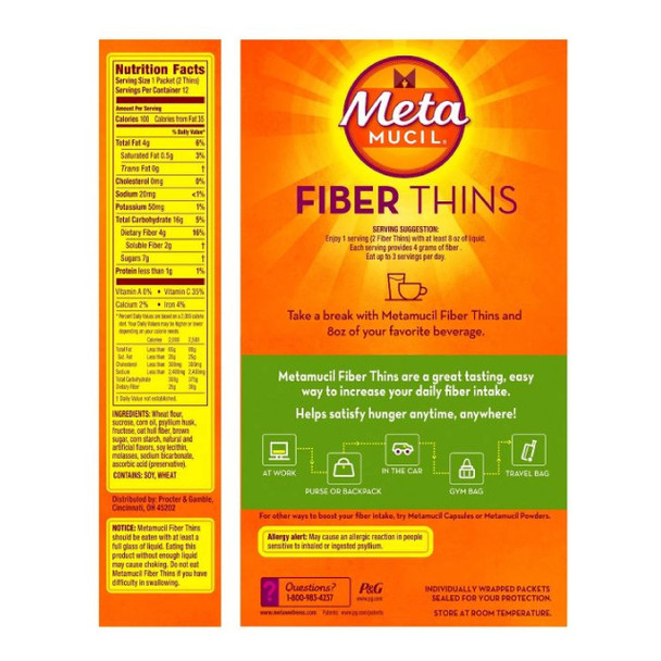 Metamucil Fiber Wafers Apple Crisp Packets, 2 Ea