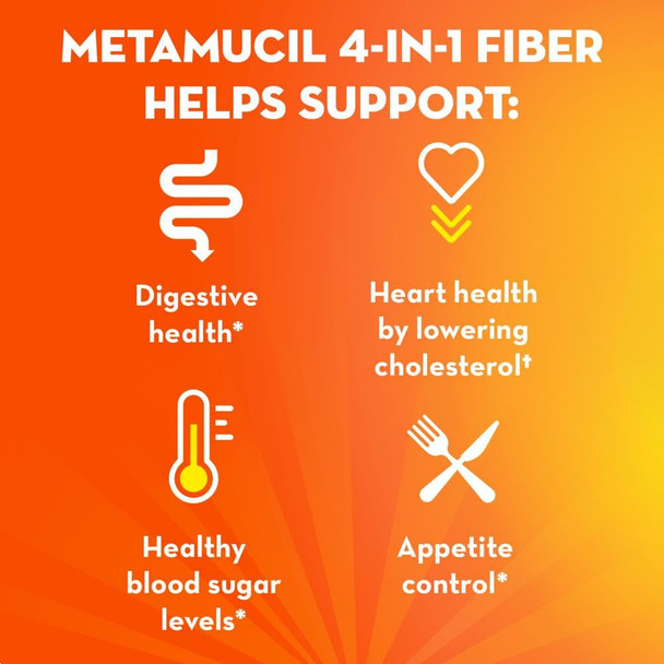 Metamucil, Daily Psyllium Husk Powder Supplement, Sugar-Free Powder, 4-In-1 Fiber For Digestive Health, No Added Sweetener, 114 Teaspoons