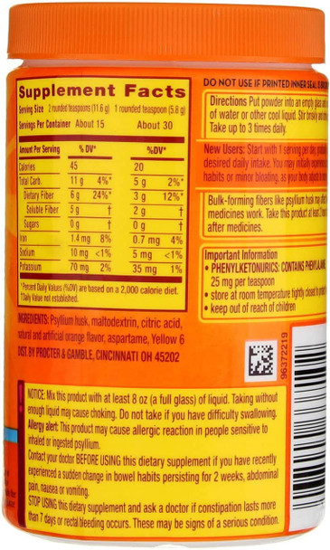 Metamucil Daily Fiber Supplement/Therapy For Regularity, Sugar Free, Orange Smooth, 6.1 Oz (Pack Of 3)