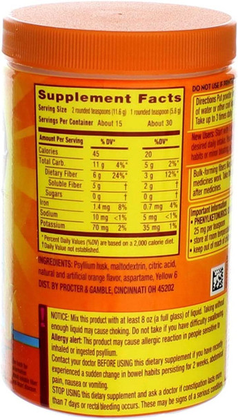 Metamucil Daily Fiber Supplement/Therapy For Regularity, Sugar Free, Orange Smooth, 6.1 Oz (Pack Of 3)