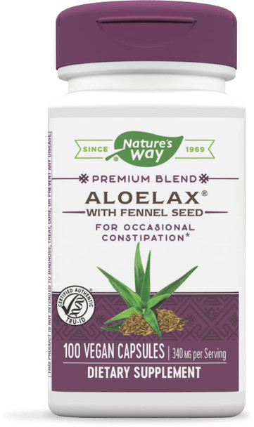Nature'S Way Aloelax, Premium Blend, With Fennel Seed, Occasional Constipation*, 340 Mg, Vegan, 100 Capsules