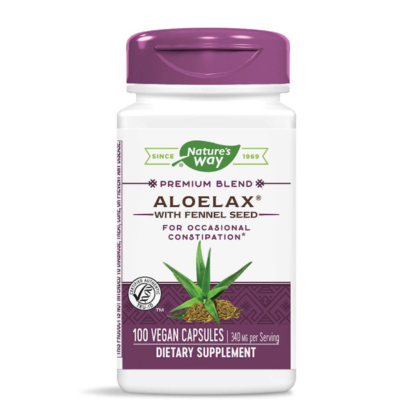 Nature'S Way Aloelax, Premium Blend, With Fennel Seed, Occasional Constipation*, 340 Mg, Vegan, 100 Capsules