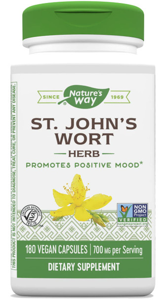 Nature'S Way Premium St. John’S Wort Herb, Promotes A Positive Outlook*, 700 Mg Per Serving, 180 Vegan Capsules
