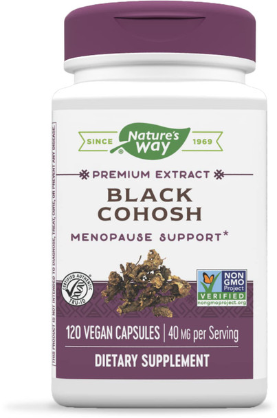 Nature'S Way Premium Black Cohosh, Menopause Support For Women*, 40 Mg Per Serving, 120 Vegan Capsules