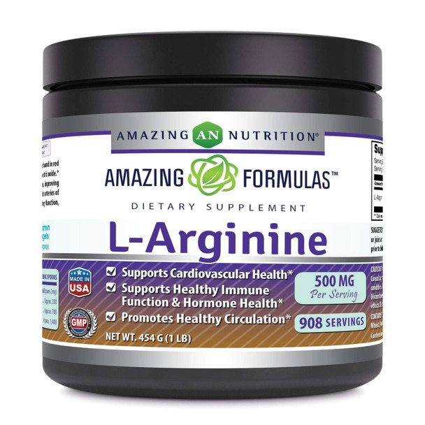 Amazing Formulas L-Arginine Powder Supplement | 500 Mg | 454 G (1 Lb) | Non-Gmo | Gluten Free | Made In Usa