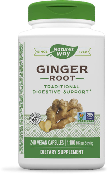 Nature'S Way Ginger Root, Traditional Digestive Support*, 1,100 Mg, 240 Vegan Capsules