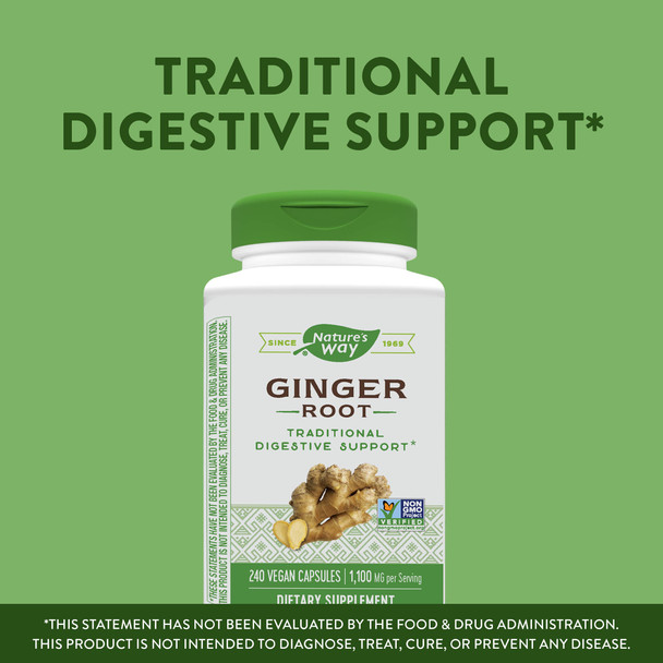 Nature'S Way Ginger Root, Traditional Digestive Support*, 1,100 Mg, 240 Vegan Capsules