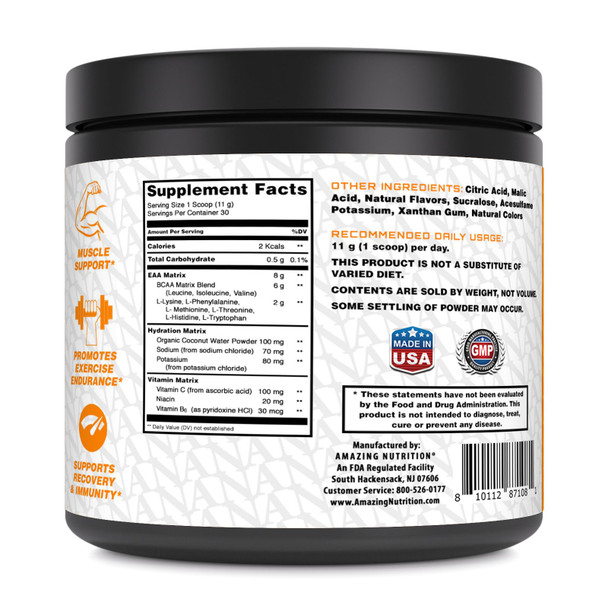 Amazing Essential Amino Acids | 8 Grams Eaa'S Per Serving | Orange Flavor | 30 Servings | 330 Grams Powder Supplement | Made In Usa Amazing Essential Amino Acids | 8 Grams Eaa'S Per Serving | Orange Flavor | 30 Servings | 330 Grams Powder Supplement | Made In Usa