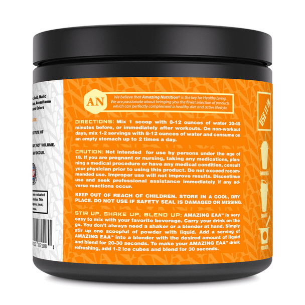 Amazing Essential Amino Acids | 8 Grams Eaa'S Per Serving | Orange Flavor | 30 Servings | 330 Grams Powder Supplement | Made In Usa Amazing Essential Amino Acids | 8 Grams Eaa'S Per Serving | Orange Flavor | 30 Servings | 330 Grams Powder Supplement | Made In Usa