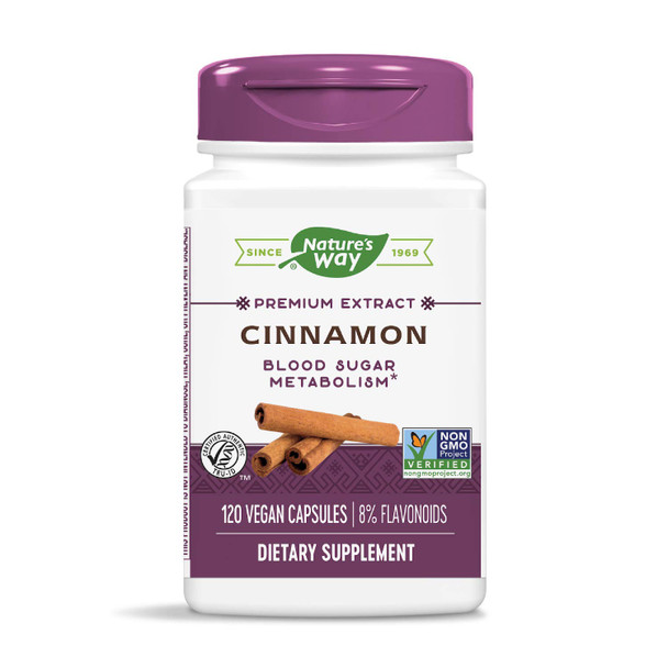 Nature'S Way Premium Extract Cinnamon Standardized To 8% Flavonoids 120 Vcaps