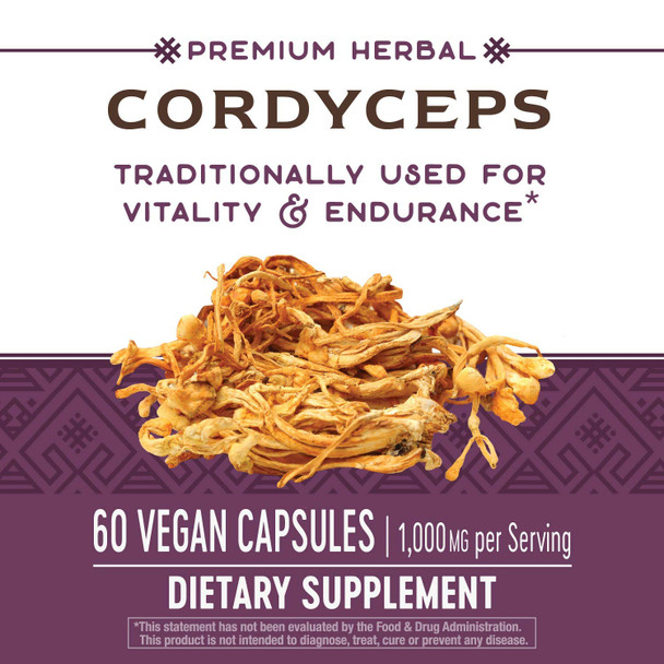 Nature'S Way Premium Herbal Cordyceps 1000 Mg Per Serving 60 Vcaps