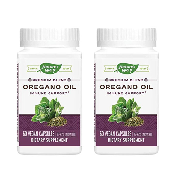 Nature'S Way Oregano Oil 75-85% Carvacrol Per Capsule, Vegetarian, 60 Vegetarian Capsules (2 Pack)