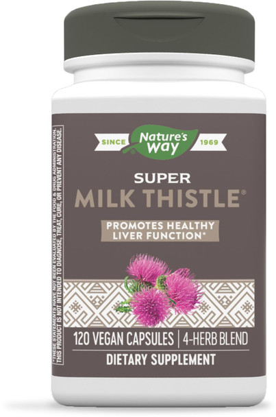 Nature’S Way Super Milk Thistle Promotes Healthy Liver Function* 4-Herb Blend Vegan 120 Capsules