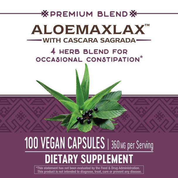 Nature'S Way Aloemaxlax With Cascara Sagrada, Occasional Constipation Relief*, 100 Vegan Capsules