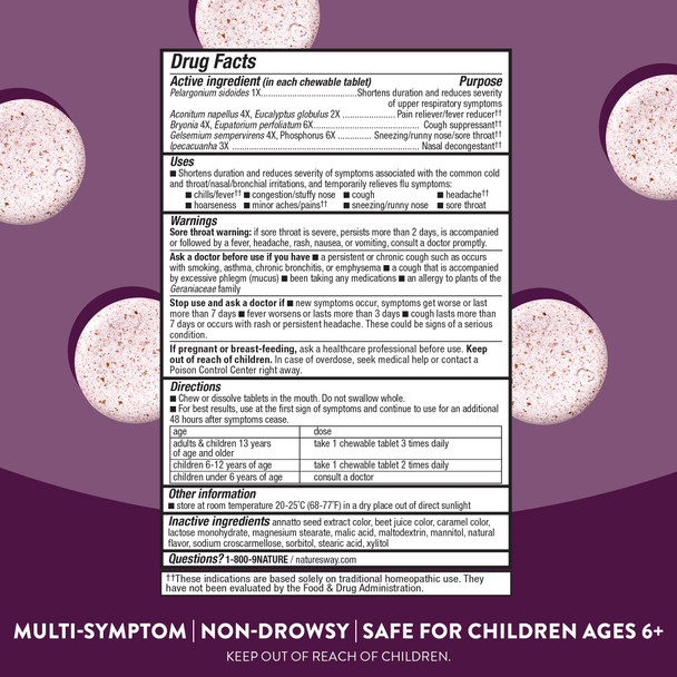 Nature'S Way Cold+Flu Relief, Umcka, Shortens Duration And Reduces Severity, Multi-Symptom Relief, Homeopathic, Phenylephrine Free, Non-Drowsy, Berry Flavored, 20 Chewable Tablets (Packaging May Vary) Nature'S Way Cold+Flu Relief, Umcka, Shortens Duration And Reduces Severity, Multi-Symptom Relief, Homeopathic, Phenylephrine Free, Non-Drowsy, Berry Flavored, 20 Chewable Tablets (Packaging May Vary)