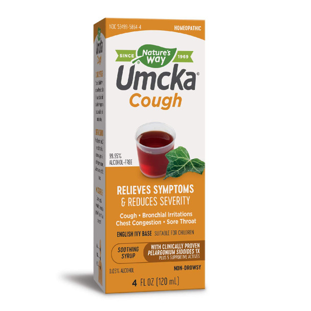 Nature'S Way Umcka Cough Homeopathic, Cough, Bronchial Irritations, Chest Congestion, And Sore Throat, Phenylephrine Free, Non-Drowsy, Berry Flavored, 4 Fl. Oz. Elderberry Syrup