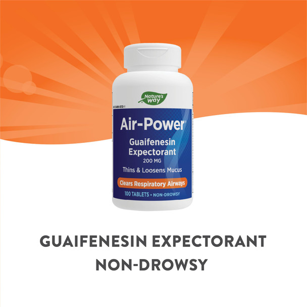 Nature'S Way Air-Power, Guaifenesin Expectorant, Clears Respiratory Airways, Vegetarian, 100 Tablets