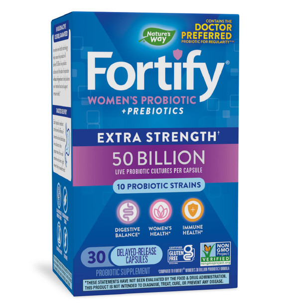 Nature'S Way Fortify Extra Strength Probiotics For Women + Prebiotic, Digestive And Immune Health Support Supplement*, 30 Capsules