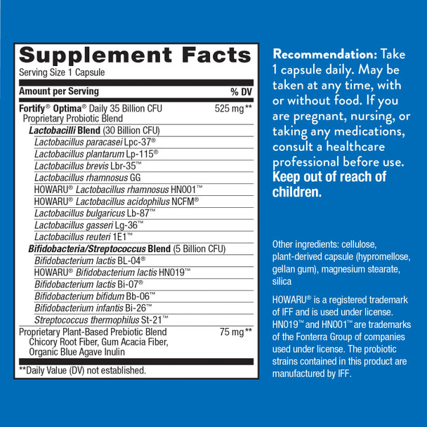 Nature’S Way Fortify Optima Daily Probiotic, 35 Billion, 15 Strains, Prebiotic, 60 Capsules