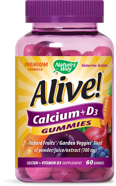 Nature'S Way Premium Daily Calcium + Vitamin D3 Gummy, Bone And Immune Support*, Strawberry And Raspberry Lemonade Flavored, 60 Gummies