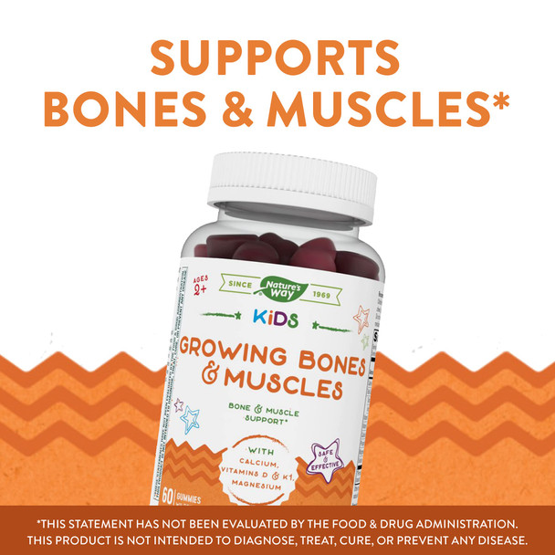 Nature'S Way Kids Growing Bones & Muscles With Calcium & Vitamin D, Ages 2 And Over, Wildberry Flavored, 60 Gummies