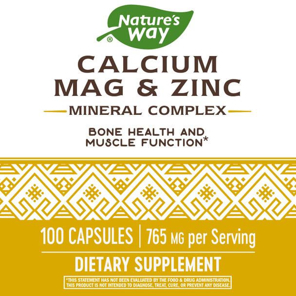 Nature'S Way Calcium Magnesium & Zinc 765 Mg Per Serving 100 Capsules
