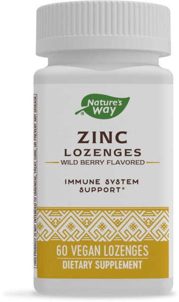 Nature'S Way Zinc Lozenges With Vitamin C & Ecea, Immune Support*, Wild Berry Flavored, 60 Lozenges