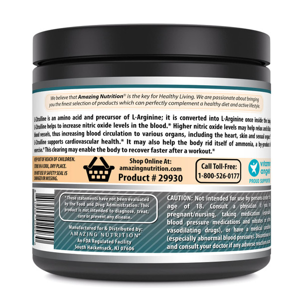 Amazing Formulas L-Citrulline Powder Supplement | 1000 Mg Per Serving | Non-Gmo | Gluten-Free | Non-Gmo | Made In Usa