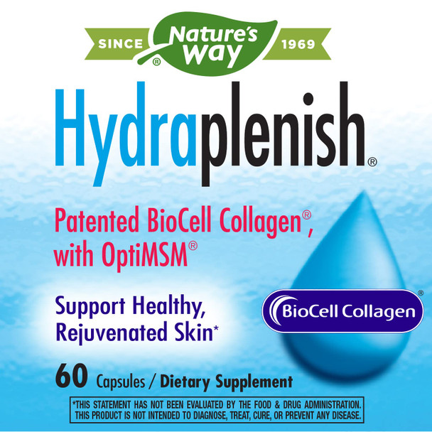 Nature'S Way Hydraplenish With Patented Biocell Collagen & Msm For Healthy Hair, Skin, And Nails*, 60 Capsules