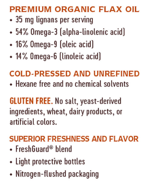 Nature'S Way Organic Flax Oil Super Lignan, Cold-Pressed, And Unrefined, 24 Fl Oz