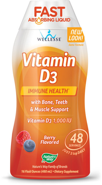 Nature'S Way Vitamin D3 Liquid, Immune Health, Bone, Teeth & Muscle Support*, 16 Fl. Oz.
