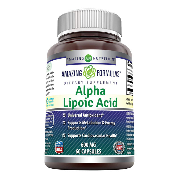 Amazing Formulas Alpha Lipoic Acid Ala 600 Mg Capsules Supplement | Non-Gmo | Gluten Free | Made In Usa (60 Count)