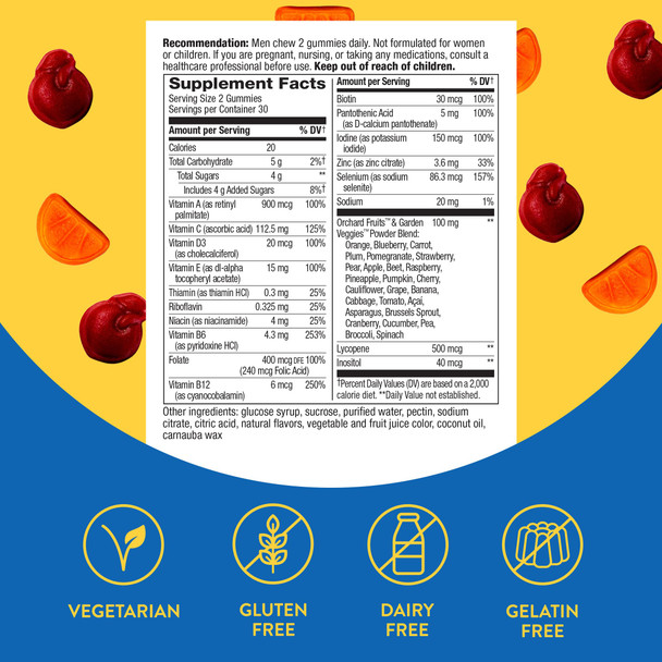 Nature'S Way Alive! Men'S Daily Gummy Multivitamin, Supports Energy Metabolism*, Muscle Function*, B-Vitamins, B-Vitamins, Gluten-Free, Vegetarian, Fruit Flavored, 60 Gummies (Packaging May Vary)