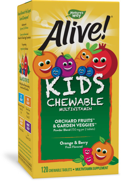 Nature'S Way Alive! Children'S Daily Chewable Multivitamin, Supports Growth & Development*, Orange & Berry Flavored, 120 Chewable Tablets