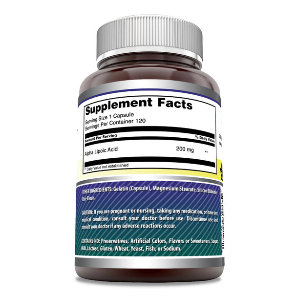 Amazing Formulas Alpha Lipoic Acid Supplement | 200 Mg Per Serving | 120 Capsules | Non-Gmo | Gluten-Free | Made In Usa