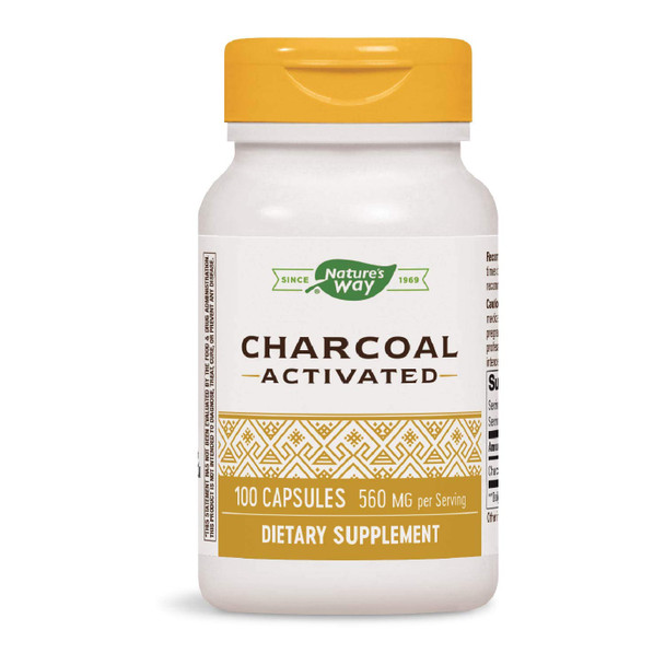 Nature'S Way Activated Charcoal - Digestive Supplement - Active Charcoal Supplement - Aids In Binding Unwanted Materials & Gas In Digestive Tract* - Gluten Free - 100 Capsules